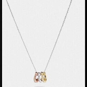 Coach Tricolor Necklace Triple Signature C Motif Rondel Pendant F87939